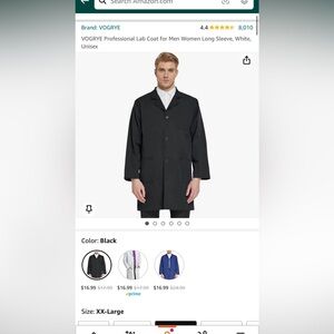 Black lab coat size xxl